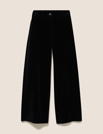 Pantalon en velours noir femme