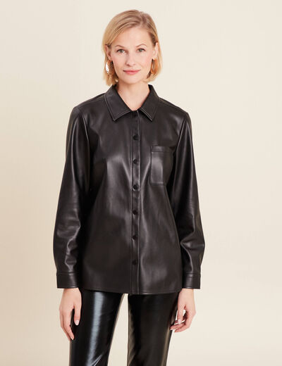 Chemise simili cuir noir femme
