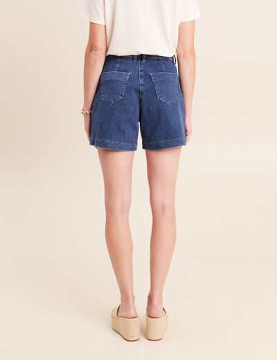 Short en jean taille haute denim stone femme