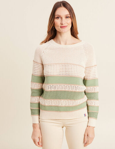 Pull manches longues vert femme
