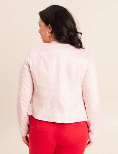 Veste droite zipp&eacute;e vieux rose femme