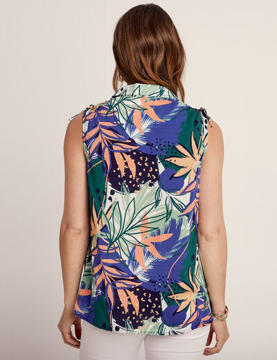 Blouse sans manches bleu femme