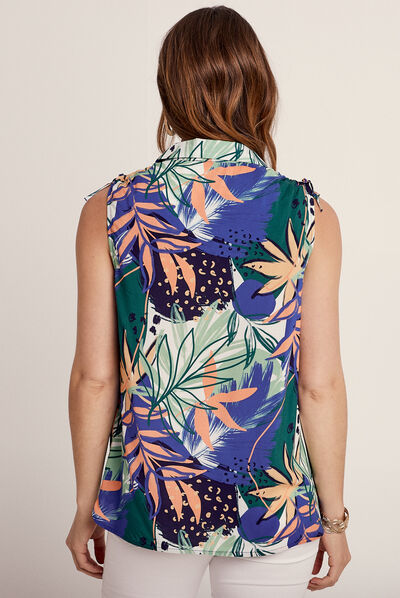 Blouse sans manches bleu femme