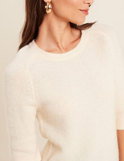 Pull col bateau creme femme
