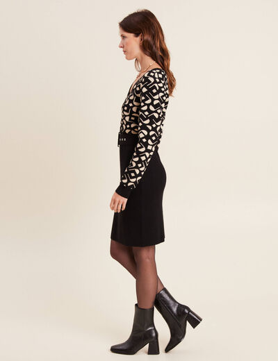 Robe tricot ajustée 2-en-1 noir femme