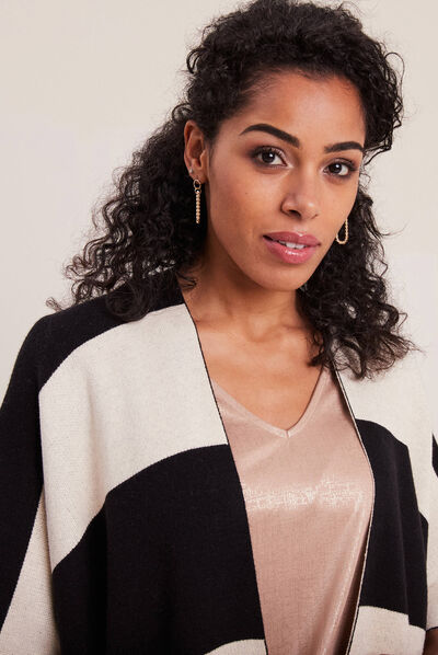 Poncho avec poches noir femme
