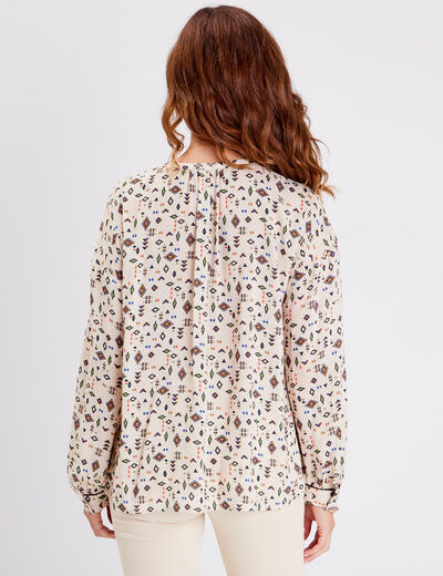Blouse manches longues beige femme