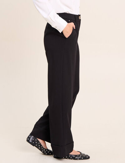 Pantalon taille haute fluide noir femme