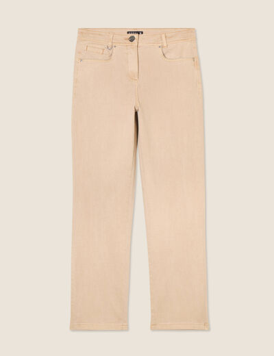 Jean coupe droite 7/8&egrave;me denim beige femme
