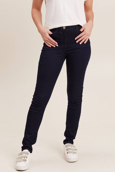 Pantalon léger taille haute long denim brut femme