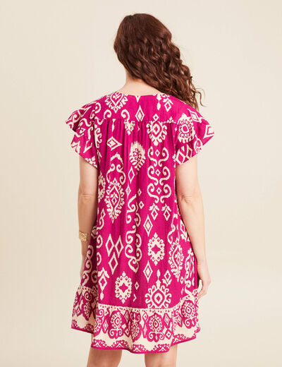 Robe évasée fluide rose fushia femme