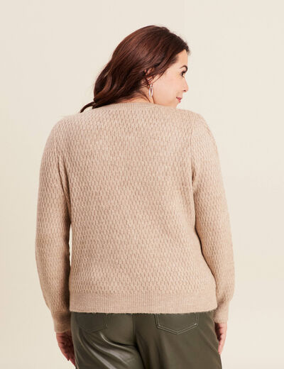 Pull manches longues beige femme