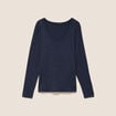 T-shirt ajust&eacute; col v manches longues bleu marine femme