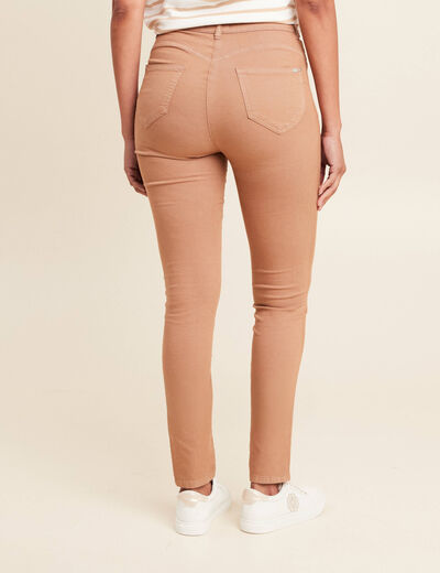 Pantalon léger taille haute long marron femme