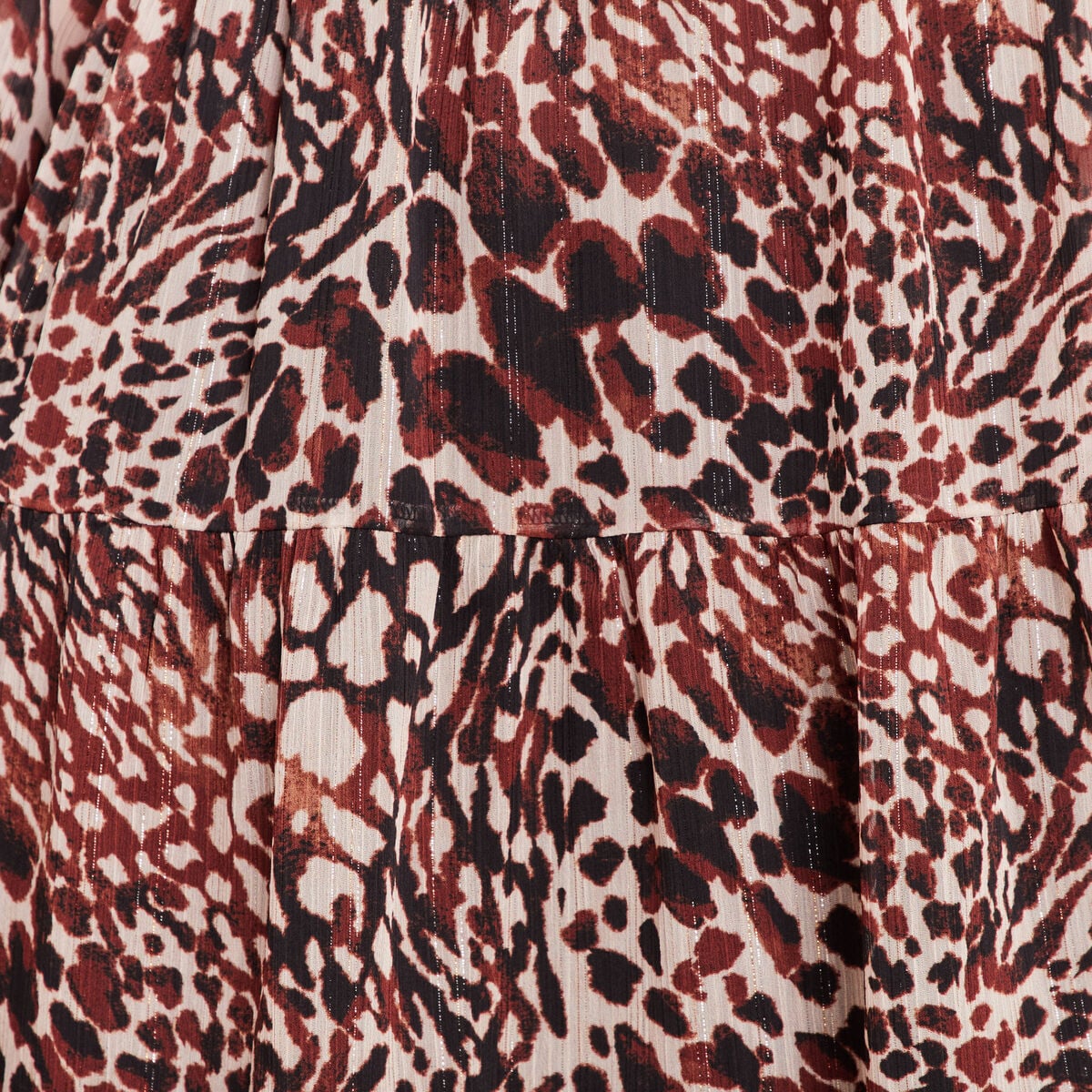 Robe courte &eacute;vas&eacute;e col v manches longues marron femme