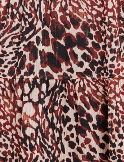 Robe courte &eacute;vas&eacute;e col v manches longues marron femme