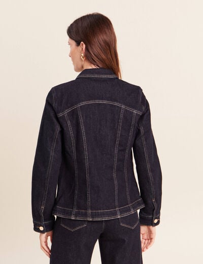Veste cintr&eacute;e courte en jean denim brut femme