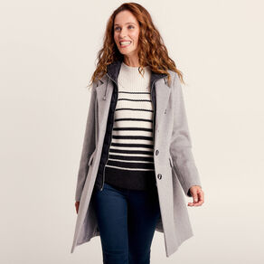 Manteau droit à capuche gris clair femme