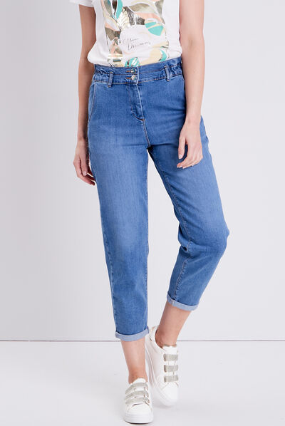 Jean slouchy 7/8ème denim stone femme