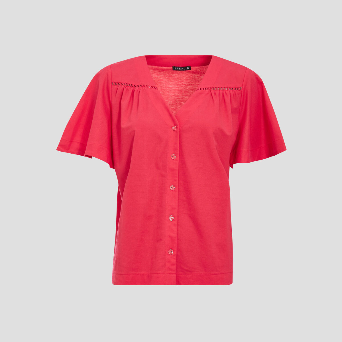 Blouse manches courtes rose fushia femme