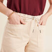 Short droit taille élastiquée ivoire femme