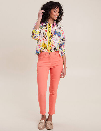 Pantalon léger taille standard 7/8ème orange clair femme