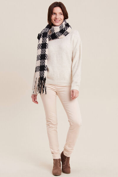 Pull manches longues beige femme