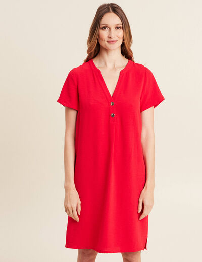 Robe droite manches courtes rouge femme