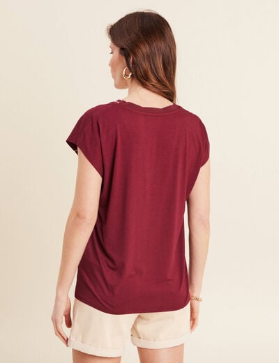 T-shirt manches courtes bordeaux femme