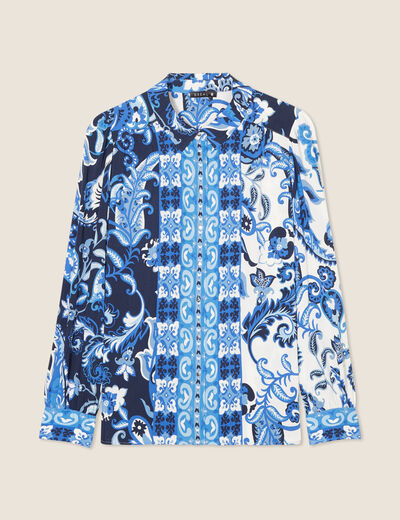 Chemise manches longues bleu electrique femme