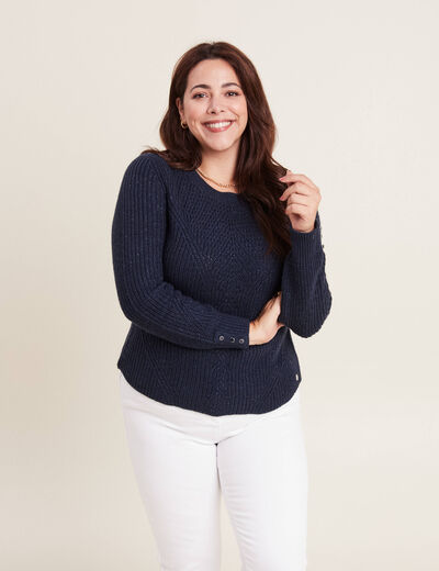 Pull manches longues bleu marine femme