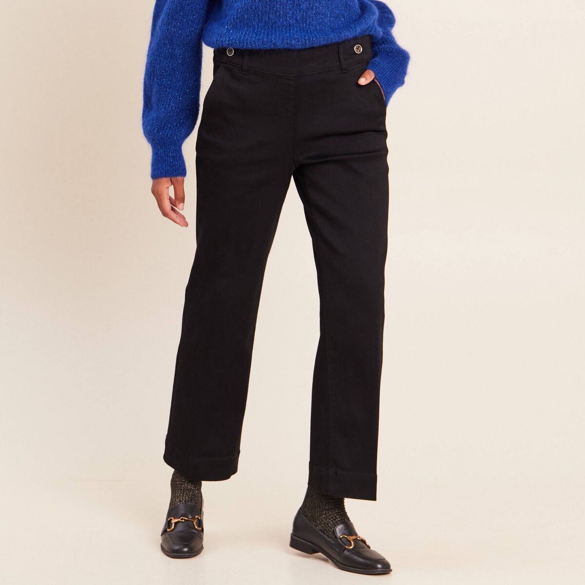 Jean large noir femme