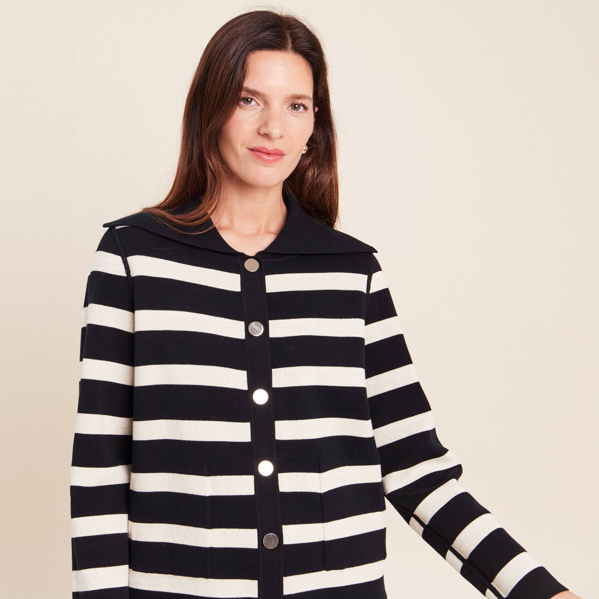 Veste r&eacute;versible en maille noir femme