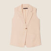 Veste tailleur sans manches beige femme