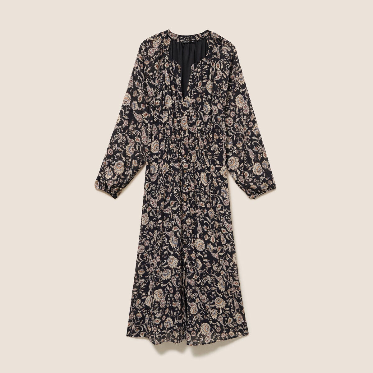 Robe &eacute;vas&eacute;e 3/4 voile col tunisien noir femme