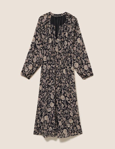 Robe &eacute;vas&eacute;e 3/4 voile col tunisien noir femme