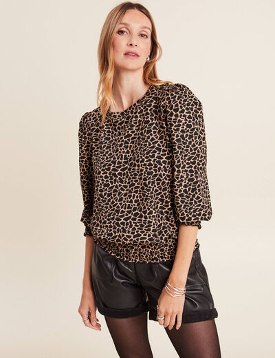 Blouse manches 3/4 noir femme