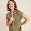 Blouse manches courtes vert kaki femme