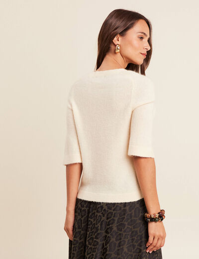 Pull col bateau creme femme