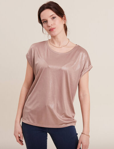 T-shirt manches courtes taupe femme