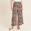 Pantalon flou large 7/8ème marron femme