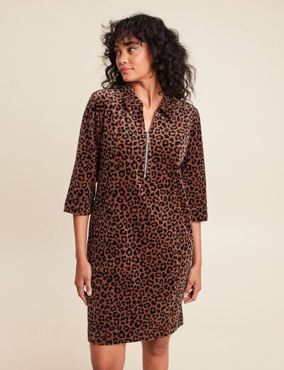 Robe droite velours marron femme