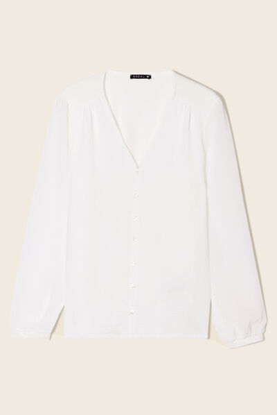 T-shirt manches longues blanc femme