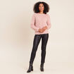 Pantalon iris&eacute; en similicuir noir femme