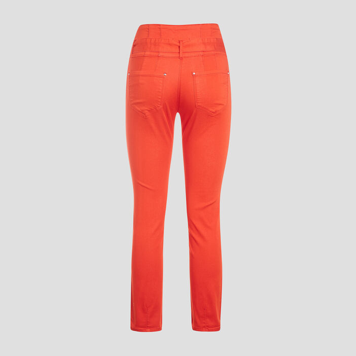 Pantalon ajusté ceinturé rouge femme