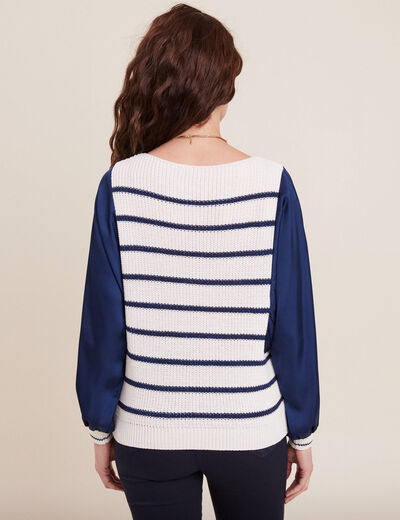 Pull manches longues blanc femme