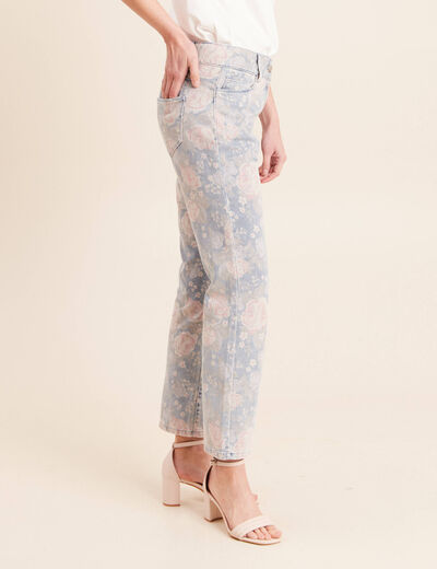 Jean coupe droite 7/8&egrave;me taille standard rose femme