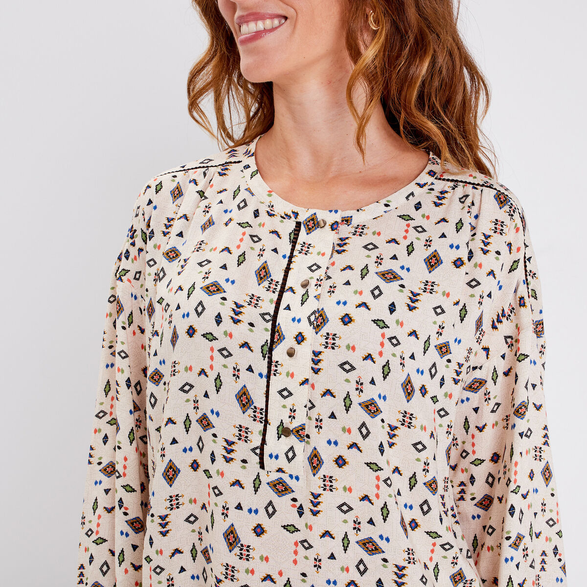 Blouse manches longues beige femme