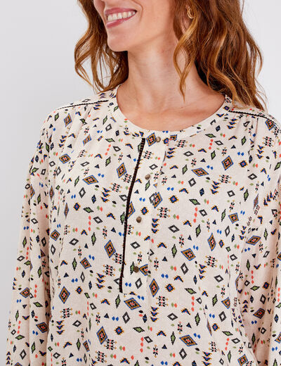 Blouse manches longues beige femme