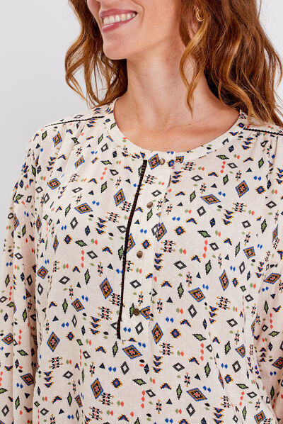 Blouse manches longues beige femme